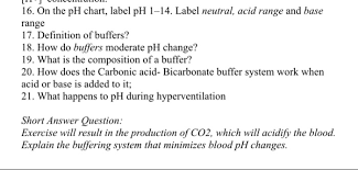 Solved 16 On The Ph Chart Label Ph 1 14 Label Neutral