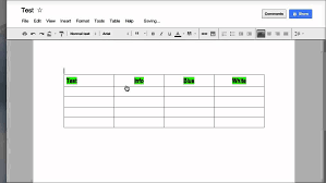 creating formatting tables in google docs