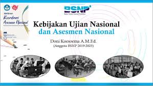 Asesmen nasional adalah program penilaian terhadap mutu setiap sekolah, madrasah, dan program kesetaraan pada jenjang dasar dan menengah. Kebijakan Ujian Nasional Dan Asesmen Nasional