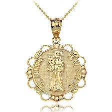 Wear This Stunning Solid 10k Yellow Gold Pendant Necklace Catholic Charm That Depicts Saint Anthony Pendant Yellow Gold Pendants Yellow Gold Necklace Pendants