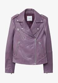 Black And Purple Motorcycle Jacket Mango Sandy Leather Jacket Lavender Zalando Co Uk Colorful Leather Jacket Womens Biker Jacket Jackets