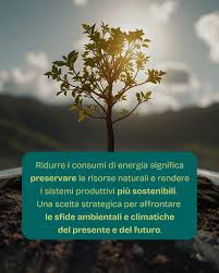 Ridurre i consumi di energia significa preservare le risorse naturali,  limitare l'impatto ambientale e rendere i sistemi produttivi più  sostenibili. Il risparmio energetico non riguarda solo i comportamenti  individuali, ma anche il