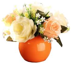 Afloral has the largest selection of faux flower stems online. Orange Ceramic Planter Pot Container Home Decor Faux Flowers Modern Artificial Flower Arrangements By Blancho Bedding Em Hom14087351 Ariel02440 Houzz