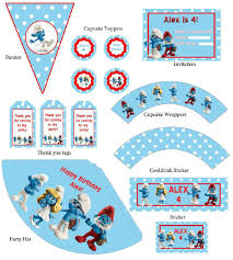 Printable Birthday Activities For Kids Free Smurf Printables Google Search Smurfs Party Kids Themed Birthday Parties Party Invite Template