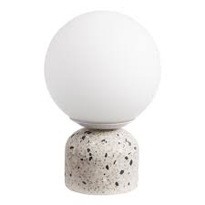 Terrazzo And Frosted Glass Globe Table Lamp In 2020 Glass Globe Terrazzo Marble Lamp