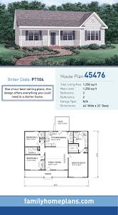 Traditional Style House Plan 45476 With 3 Bed 2 Bath House Blueprints Starter Home Plans Ranch House Plans