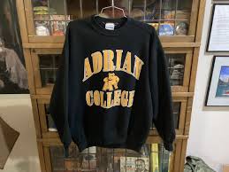 VTG Adrian College Bulldogs Black SPELL OUT Gear For Sports Sweatshirt SZ XL