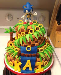 More Effective Way Of Doing The Ground And Grass Sonic Birthday Cake Sonic Cake Sonic The Hedgehog Cake