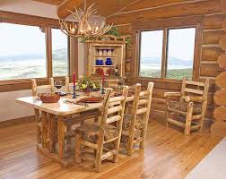 Handcrafted rustic furnishings made from cedar logs. Rustic Log Dining Room Furniture Aspen Log Dining Room Tables Chairs