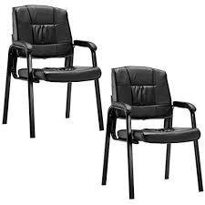 Giantex 2 Pcs Reception Chair Pu Leather Office Executive Ergonomic Guest Meeting Chair Black Guest Chair Office Guest Chairs Comfortable Seating