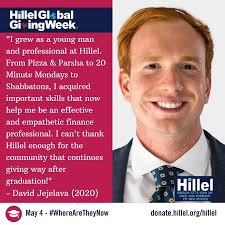 For the second day of #HillelGlobalGivingWeek 🌎✡️ Hillel at Baruch wants  to spotlight our alumni and show you #WhereAreTheyNow! Check out David  Jejelava, Class of 2020, story above. To make a gift