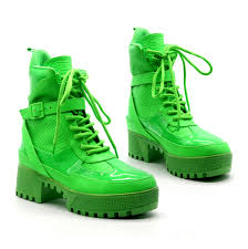Neon Green Classic Combat Boots Combat Boots Boots Platform Heels Boots