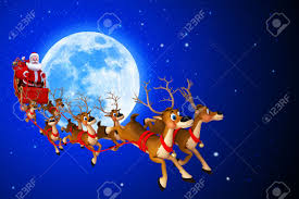 56, painted ponies & more. Santa With His Sleigh On Blue Color Background Stock Photo Picture And Royalty Free Image Image 15447374