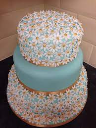 Teal And Gold Daisy Wedding Cake Extreme Cakes Daisy Wedding Cakes Cupcake Cakes