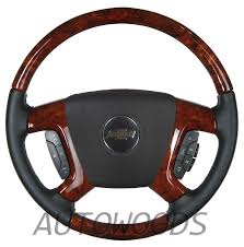Wood Leather Oem Steering Wheel For 2007 2008 2009 Accessory Trim Kit Chevrolet Gmc Silverado Tahoe Suburban Avalanche Sierra Yukon B Chevy Accessories