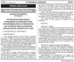 El gobierno revolucionario crea el sistema nacional de pensiones de la seguridad social. Decreto De Urgencia NÂº 074 2010 Dictan Disposiciones Para El Otorgamiento De Una Bonificacion Extraordinaria Para Los Pensionistas Del Sistema Nacional De Pensiones Regulado Por El Decreto Ley NÂº 19990 Educacionenred Pe