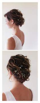 Simple & romantic hairstyle for medium length hair. Wedding Hairstyle For Short Straight Fine Hair Technique Combines Middle Size Curls With Strong Short Hair Styles Short Wedding Hair Medium Length Hair Styles