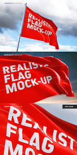3d Flag Mock Up Mocking Mockup Presentation