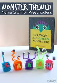 Monster Themed Name Necklace Craft For Preschoolers Preschool Crafts Name Crafts Crafts