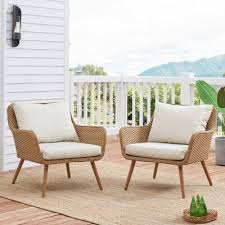 George Oliver Macgregor Outdoor Patio Chair With Cushions Outdoor Patio Chairs Patio Chairs Outdoor Wicker Chairs