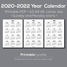 2021 2022 2023 Yearly Calendar Printable Pdf A3 A4 A5 Etsy Calendar Printables Yearly Calendar Calendar