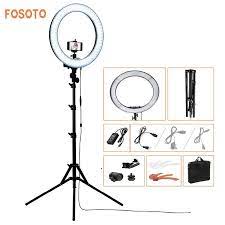 fosoto rl 18 240led 5500k dimmable photography photo studio phone video ring light lamp tripod stand for ca nikon dslr camera nikon dslr ring light photography