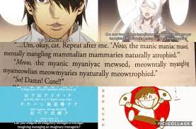 Comparison of the anime and novel tongue twister : r/araragi
