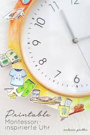 Montessori Inspirierte Uhr Basteln Mit Kindern Melanie Gurtler Illustration Tagesablauf Kinder Uhr Lernen Kinder Montessori Basteln
