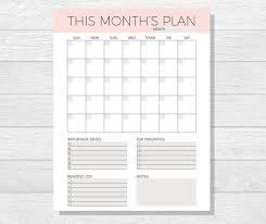 This listing is for a printable 8.5x11 inch horizontal (landscape orientation) 2021 calendar template. Craft Supplies Tools Premade Paper Monthly Planner Printable Letter Size 8 5x11 Instant Download Pdf Undated Calendar Organization Printable