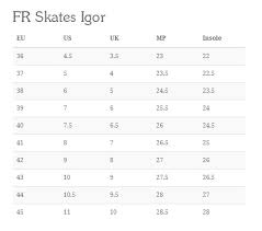 Fr Brand Sizing Chart Igor Skate Proskaters Place