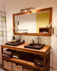 Salle De Bain Cocooning Bois Et Mosaique Idee Salle De Bain Salle De Bains Meubles Bois Salle De Bain