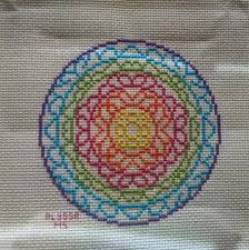 free rainbow mandala cross stitch pattern link located in