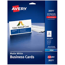 Assuming your printer is of the consumer product variety: Avery 28371 2 X 3 1 2 Matte White Micro Perforated Edge Two Sided Business Card 100 Pack