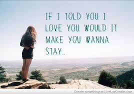 If I Told You I Love You Would It Make You Wanna Stay Country Music Lyrics Country Lyrics Song Quotes