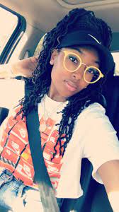 Girls With Glasses Long Locs Locs Girls With Locs Sun Visor Nike T Shirt Outfit Girls With Dreads Pret Visor Hairstyles Hat Outfits Black Girl Visor Outfit