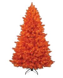 This christmas tree is decorated with small christmas lights and burlap ribbons. Decorating Ideas For Yellow Orange Christmas Trees Treetopia
