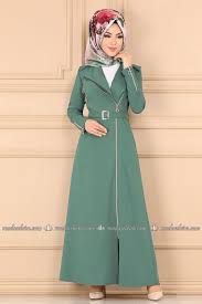 Modaselvim Ferace Fermuar Detay Kemerli Ferace Ah3212 Mint Islamic Dress Fashion