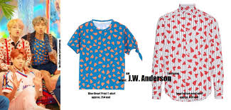 Buy directly from the world's most awesome indie brands. Beyond The Style Alex On Twitter Taehyung Namjoon Bts 180824 Love Yourself çµ Answer Idol Mv Taehyung íƒœí˜• ë°©íƒ„ì†Œë…„ë‹¨ Rm J W Anderson Heart Stripe Print Shirt J W Anderson Blue Heart Print