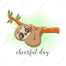 Still.a cute baby sloth portrayal. Cute Baby Sloth Hanging On Tree Branch Royalty Free Cliparts Vectors And Stock Illustration Image 160653059