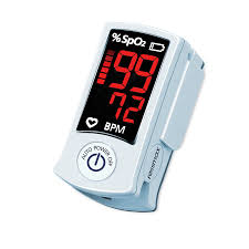A pulse oximeter probe applied to a person's finger. Sb100 Fingertip Pulse Oximeter Rossmax Your Total Healthstyle Provider