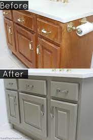 A spray can may seem like an easier option, but it can result in more mess. Painted Vanity Bathroom Refinish Bathroom Vanity Bathroom Cabinets Diy