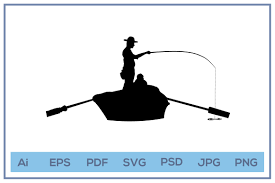 Download as svg vector, transparent png, eps or psd. Fisherman Fishing On The Boat Silhouette Graphic By Leamsign Creative Fabrica