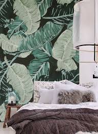 Digital Tropical Leaves Wall Art Above Beds Bedroom Wall Art Above Bed Art Above Bed Leaf Wall Art