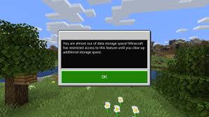 One of the most common minecraft ps4 network errors comes with the message, 'connection to the server was lost.' You Are Almost Out Of Data Storage Space Minecraft Has Restricted Access To This Feature Until You Clear Up Additional Storage Space Psminecraft