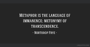 Please make your quotes accurate. Metaphor Is The Language Of Immanence Metonymy Of Transcendence