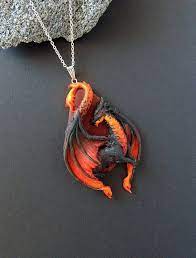 Magma Dragon Necklace Black Dragon Necklace Polymer Clay Etsy Dragon Necklace Fantasy Jewelry Dragon Jewelry