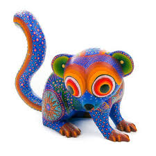 Blue Squirrel Oaxacan Alebrije Wood Carving Mexican Folk Art Etsy Mexican Art Animal Sculptures Sculpture Painting