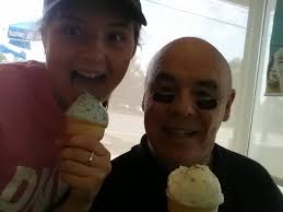 KISS Gene Simmons & Paul Stanley eating ice cream yesterday.
