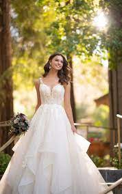 Glittery Ballgown Wedding Dress With Tiered Skirt Essense Of Australia Wedding Dresses Essense Of Australia Wedding Dresses Ball Gown Wedding Dress Ball Gowns Wedding