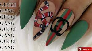 Gucci Inspired Nail Art Youtube Gucci Nails Sharpie Nail Art Black Acrylic Nail Designs
